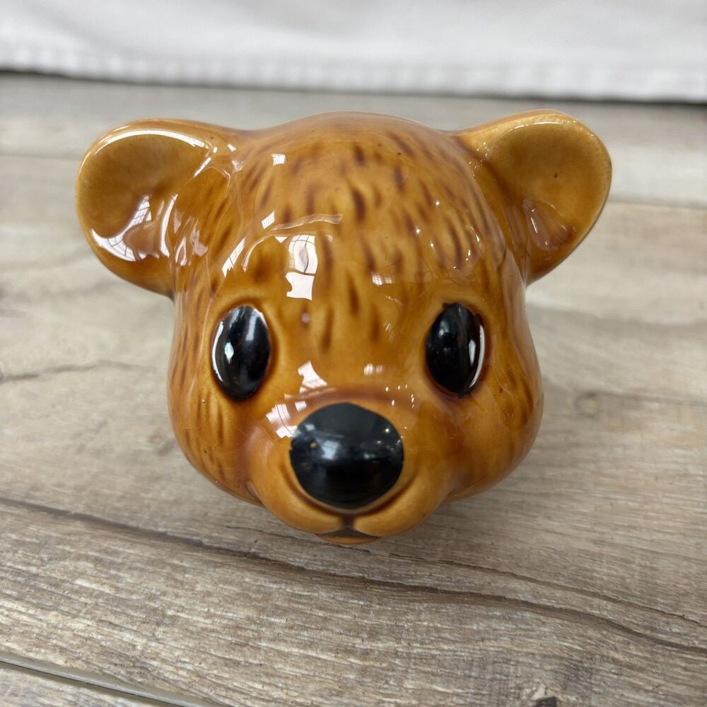 Vintage Ceramic Honey Bear Lidded Jar Brown Kitsch Taiwan Woodland Cottagecore - Picture 6 of 11